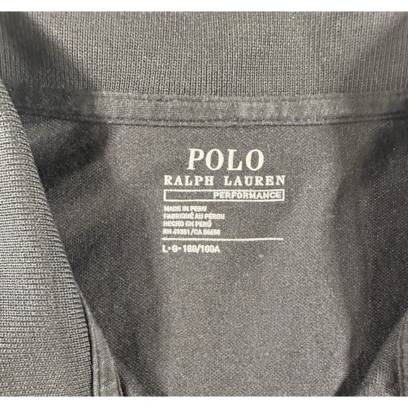Polo Ralph Lauren Performance Black Big Pony Polo Shirt Men's Large Yellow Logo - Picture 4 of 5